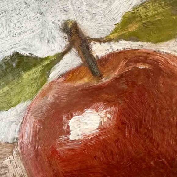 Two Apples Oil Painting - Kitchen Wall Art, Small Original Still Life - Picture 3 of 3